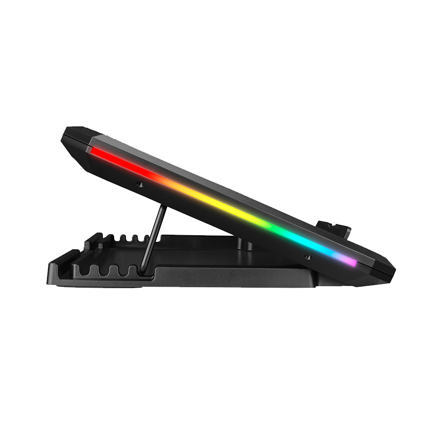 Postolje za notebook gaming Rampage AD-RC12 GAMEZONE Black 2 Fan 2 USB RGB Illuminated 15"-17" Notebook Cooler Stand, 36323