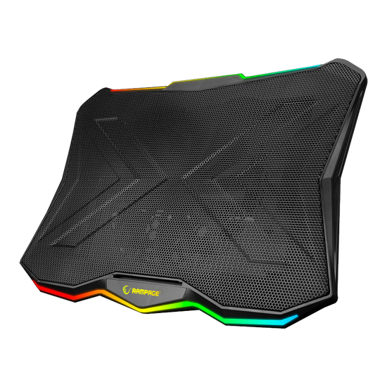 Picture of Postolje za notebook gaming Rampage AD-RC8 SHOWY Black 180mm Fan 15-17" RGB Light Notebook Cooling Stand, 33450