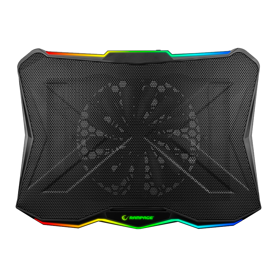 Postolje za notebook gaming Rampage AD-RC8 SHOWY Black 180mm Fan 15-17" RGB Light Notebook Cooling Stand, 33450