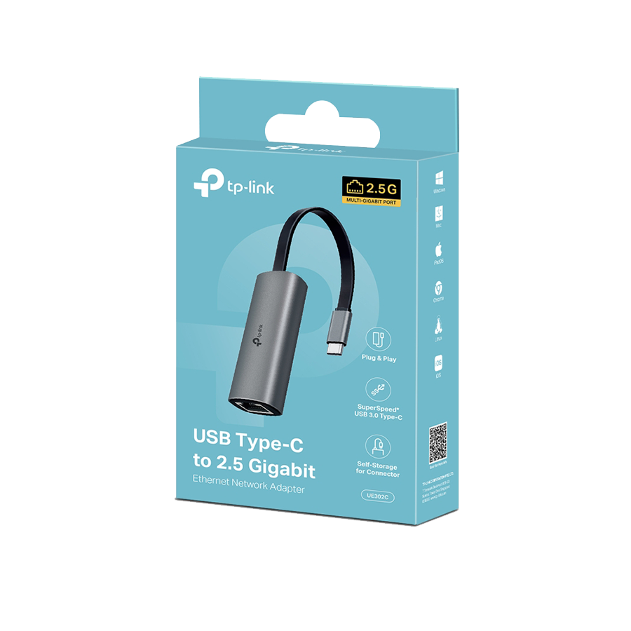 USB Type-C to LAN Ethernet adapter RJ45 TP-Link USB 3.0 2.5 Gigabit, 1xUSB 3.0, UE302C