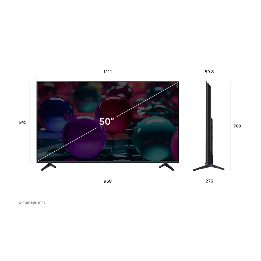 LG TV LED 50UA73003LA 4K Ultra HD, Smart TV, WebOS, HDR10 Pro, ?7 AI procesor 4K Gen8,