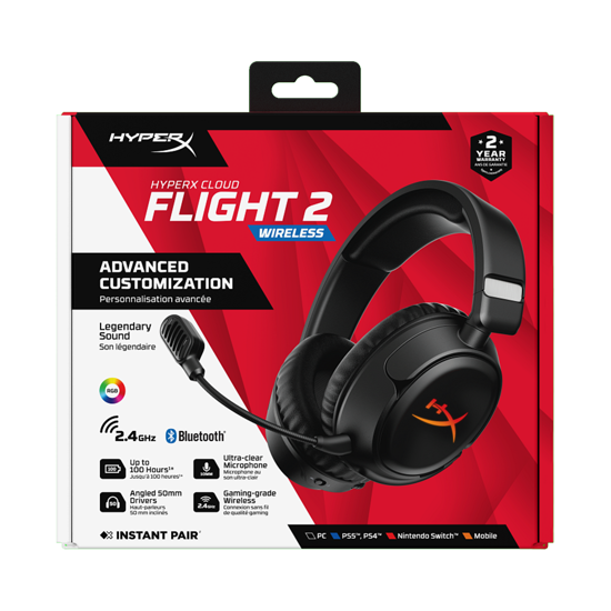 Picture of Slušalice sa mikrofonom HyperX Cloud Flight 2 RGB Wireless Gaming Headset Black, B5VC4AA