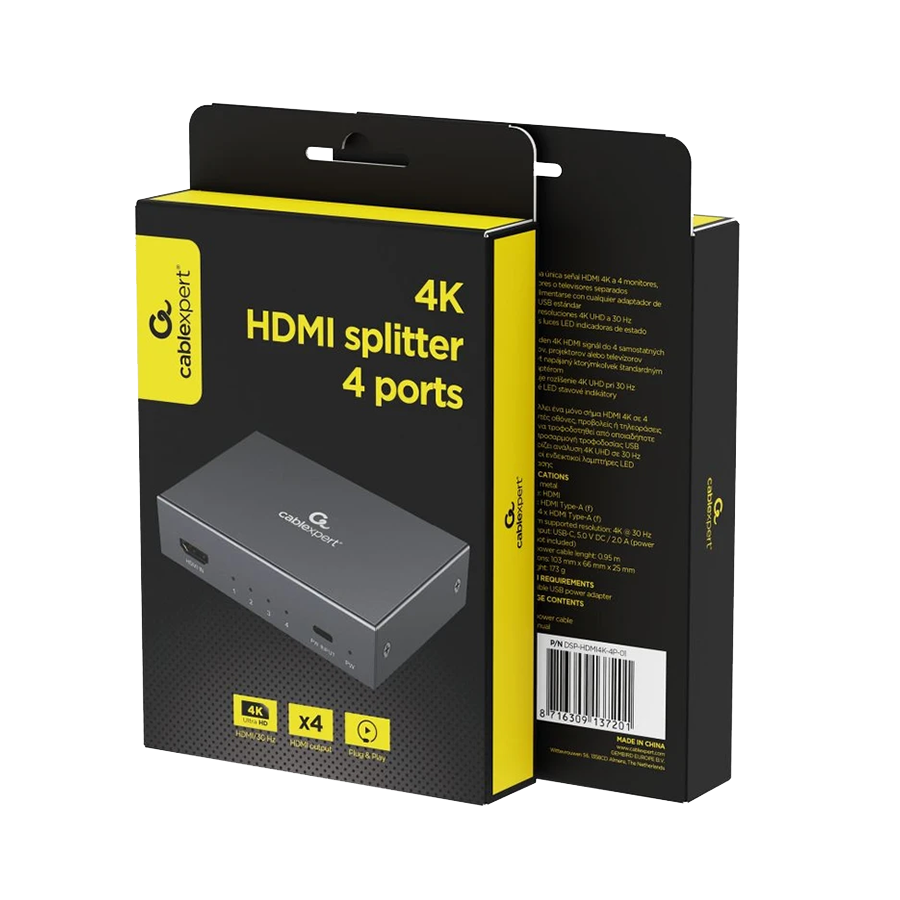 Video splitter HDMI 4-port GEMBIRD DSP-HDMI4K-4P-01