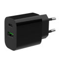 Picture of USB punjač 1xType-C + 1xUSB-A fast charger, 20W, black GEMBIRD, TA-UC-PDQC20-01-BK