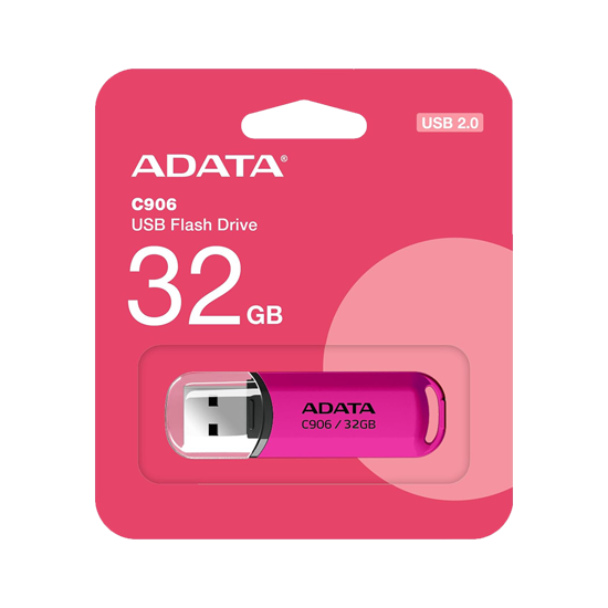 Picture of USB Memory stick Adata UFD 32GB C906 Pink USB 2.0, Brzina čitanja 30 MB/s, Brzina pisanja 9 MB/s,AC906-32G-RPP