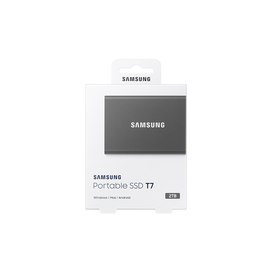 EXT.SSD SAMSUNG Portable T7 2TB USB 3.2 Gen 2 Sequential Read/Write : Up to 1,050MB/sec /Up to 1,000 MB/sec/titan grey/MU-PC2T0T/WW