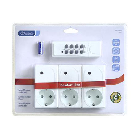 VIVANCO set od tri utičnice + wireless remote sa RF kontrolom, 1000W, white 26551 - Image 2