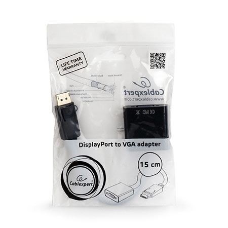 DisplayPort adapter kabal GEMBIRD, A-DPM-VGAF-02, muški DisplayPort na ženski VGA, black, 15cm - Image 2