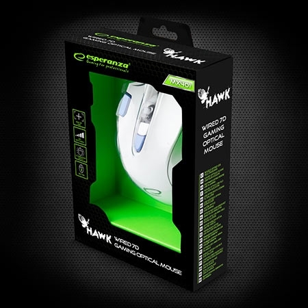 Miš ESPERANZA GAMING HAWK 7D MX401, WHITE-BLUE, 2400dpi, double-click, ergonomic, EGM401WB - Image 4