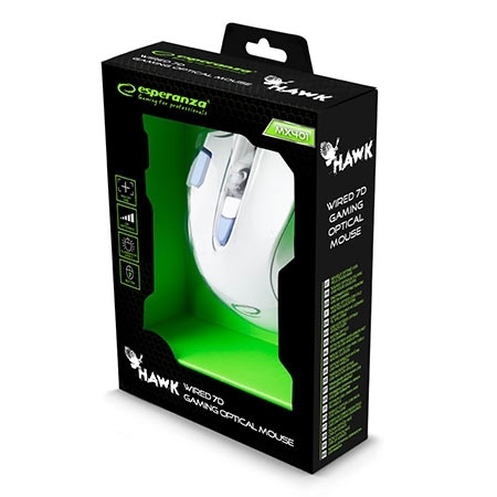 Miš ESPERANZA GAMING HAWK 7D MX401, WHITE-BLUE, 2400dpi, double-click, ergonomic, EGM401WB - Image 8
