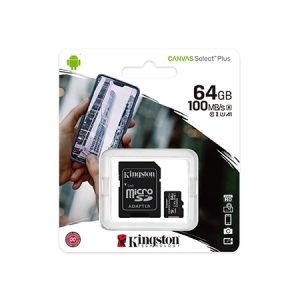 Micro SD card Kingston 64 GB SDHC  SDCS2/64GB  Class10 Canvas Select Plus SD adapter;100MBs Read,Class 10 UHS-I