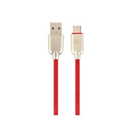 USB 2.0 kabl Premium rubber Type-C USB charging and data cable, 2 m, black, GEMBIRD CC-USB2R-AMCM-2M