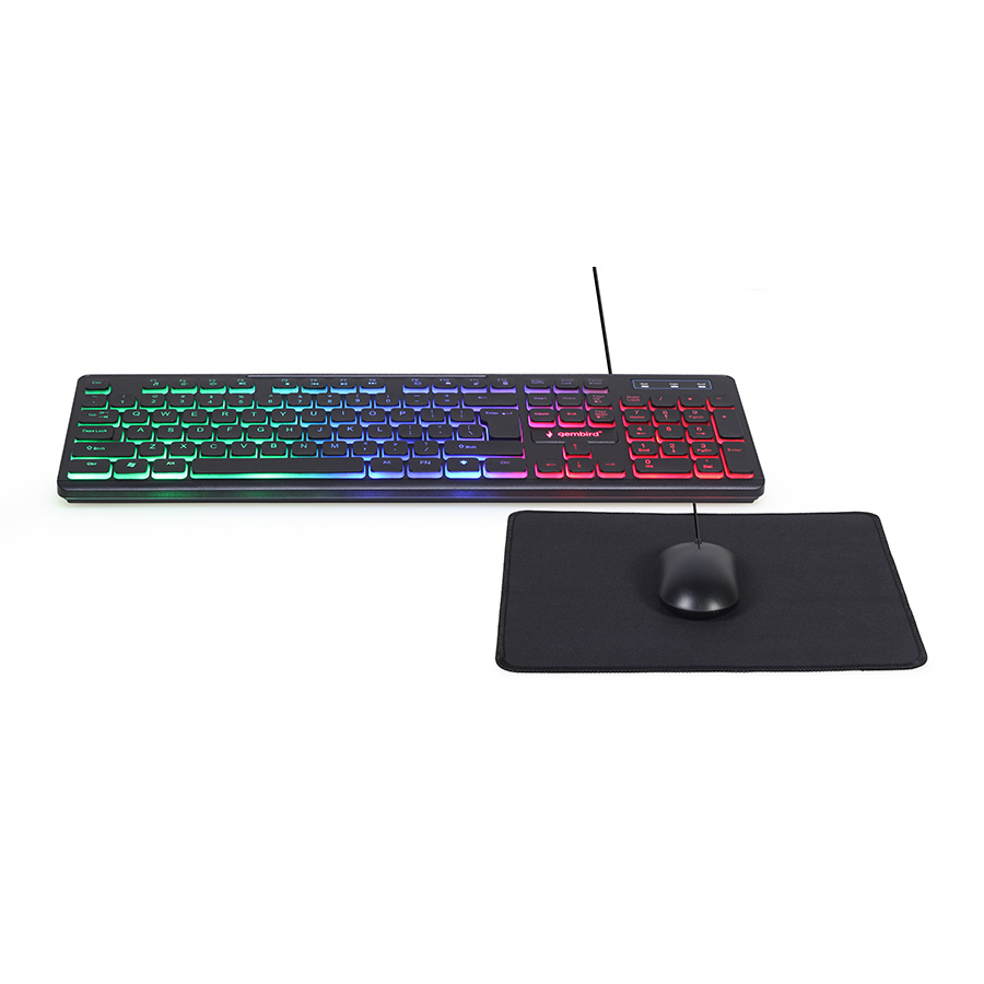 Tastatura + miš + podloga GEMBIRD RGB, KBS-UML-01, multimedia USB, USA layout - Image 3