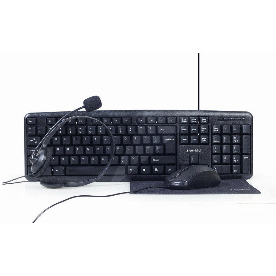 Tastatura + miš + podloga + slušalice office GEMBIRD, KBS-UO4-01, multimedia USB, USA layout - Image 2