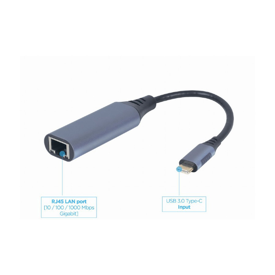 USB type-C Gigabit network adapter, space grey ethernet GEMBIRD LAN, RJ45 A-USB3C-LAN-01 - Image 2