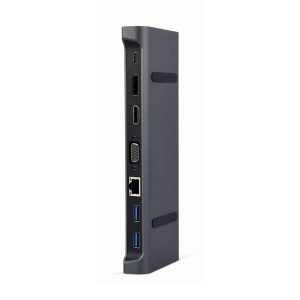 Docking station USB adapter Type-C 9-in-1 multi-port adapter Hub3.0 + HDMI + DisplayPort + VGA + PD + LAN + audio, GEMBIRD A-CM-COMBO9-02