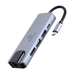 Docking station USB adapter Type-C 5-in-1 multi-port adapter Hub + HDMI + PD + LAN GEMBIRD A-CM-COMBO5-04