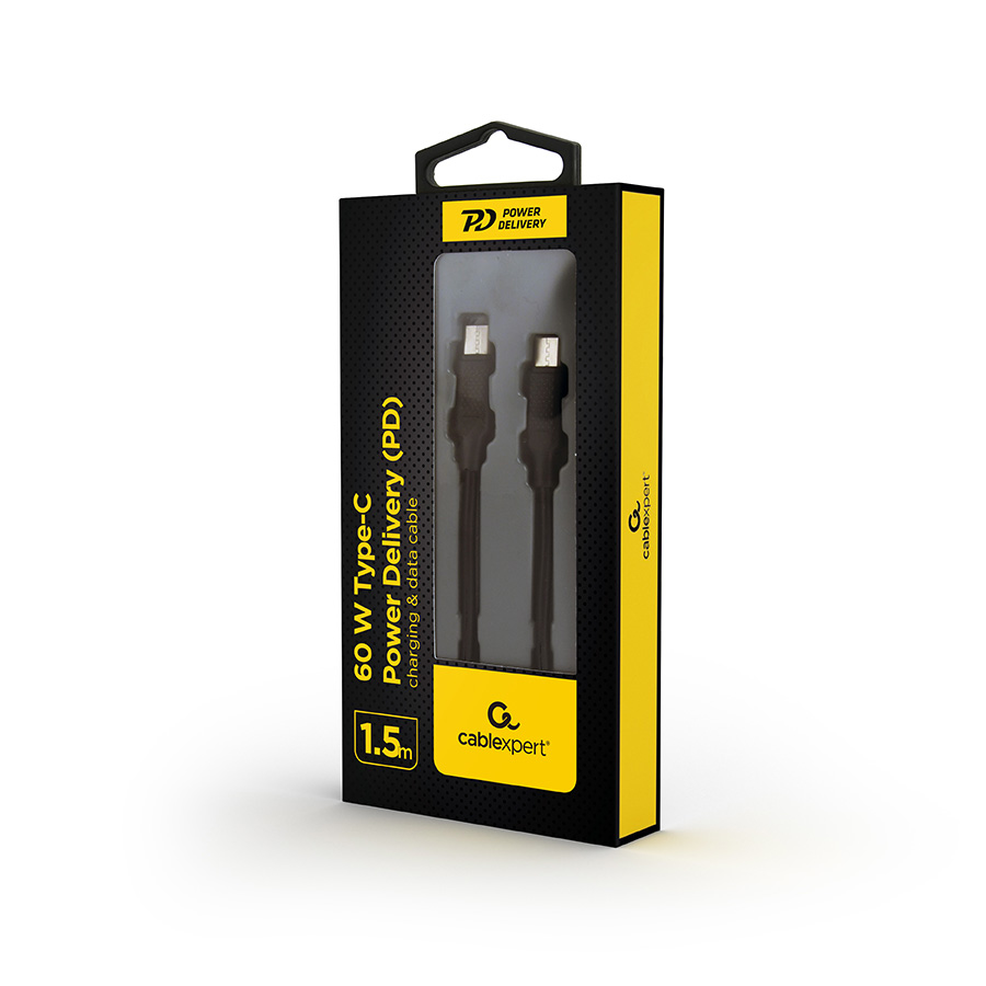 USB 2.0 kabl 60W Type-C to Type-C Power Delivery (PD) charging & data cable, 1.5 m GEMBIRD CC-USB2-CMCM60-1.5M - Image 2