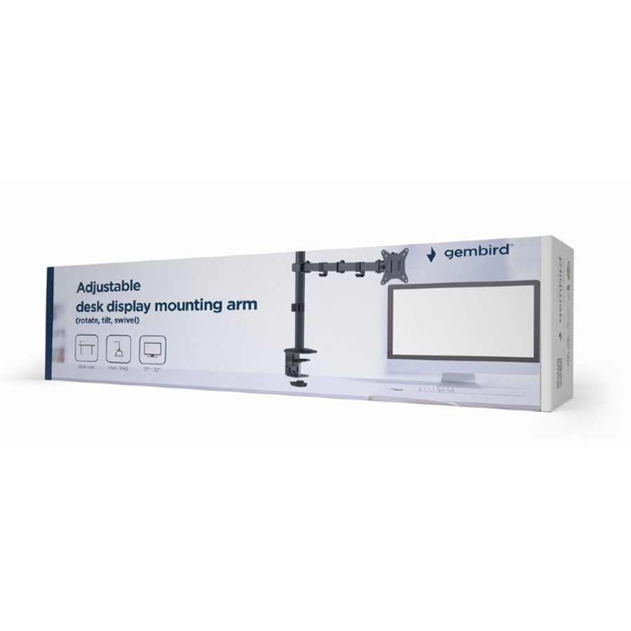 NOSAČ ZA MONITOR GEMBIRD MA-D1-01, montaža na stol, (rotate, tilt, swivel), 17”-32”, up to 9 kg - Image 3
