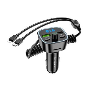 FM transmiter Bluetooth sa USB punjaćem i kablom Type-C + iPhone/lightning BOROFONE BC45 Prestige QC3.0 2-in-1 carwith black
