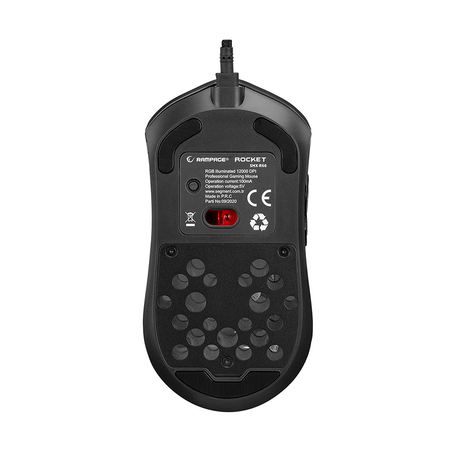 Miš gaming RAMPAGE SMX-R66 ROCKET Ultra Light black, RGB LED, 12000dpi - Image 7