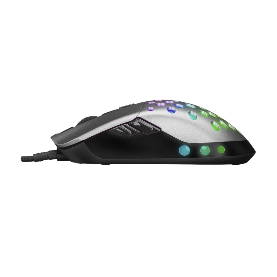Miš gaming RAMPAGE SMX-R66 ROCKET Ultra Light silver, RGB LED, 12000dpi