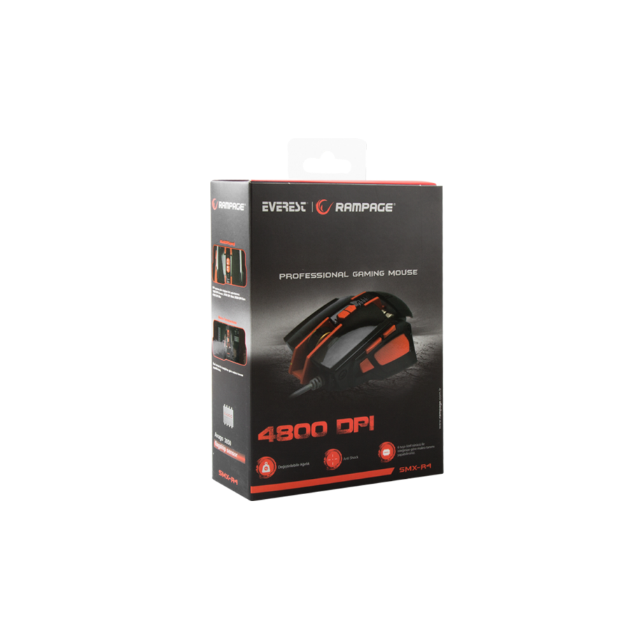 Miš gaming RAMPAGE SMX-R4 USB black, 4000dpi, macro - Image 4