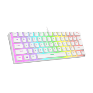 Tastatura gaming RAMPAGE RADIANT K11 white, blue switch, Type-C, RGB, US Layout, pudding keycaps
