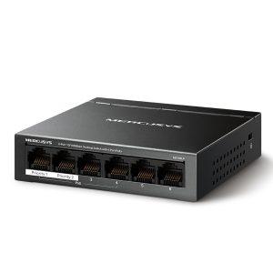 SWITCH Mercusys MS106LP Mercusys MS106LP 6-portni 10/100 Mbps Desktop prekidač sa 4-porta PoE+, kompatibilan sa 802.3af/at PD-ovima, 40 W PoE napajan