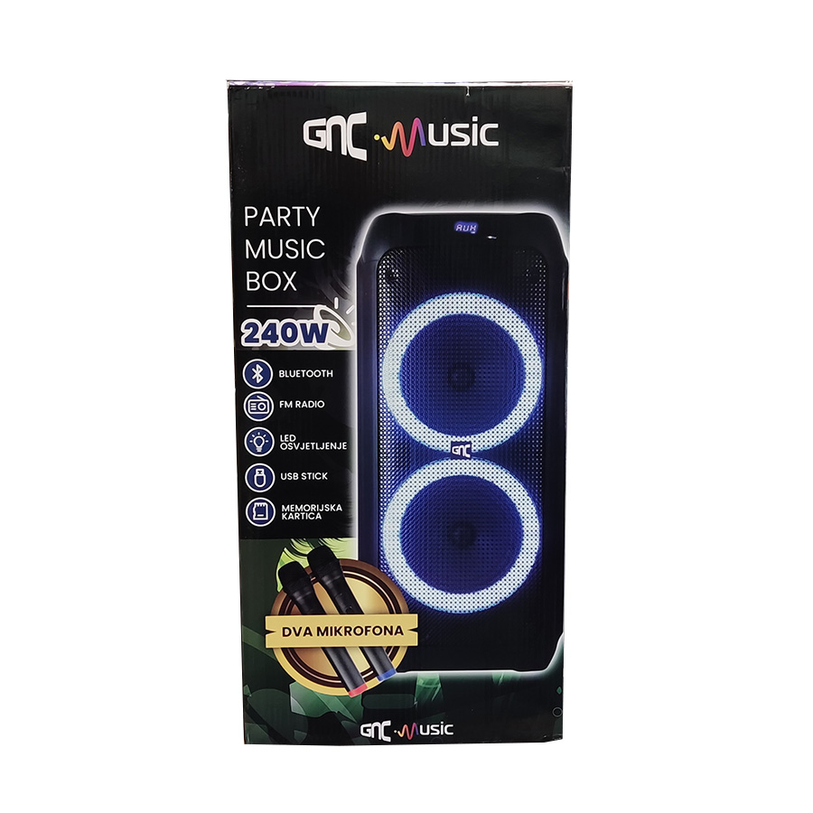 GNC MusicBox Party 240W bluetooth, karaoke, dva wireless mikrofona, USB, card, FM, LED, GNC-240W-1 - Image 10