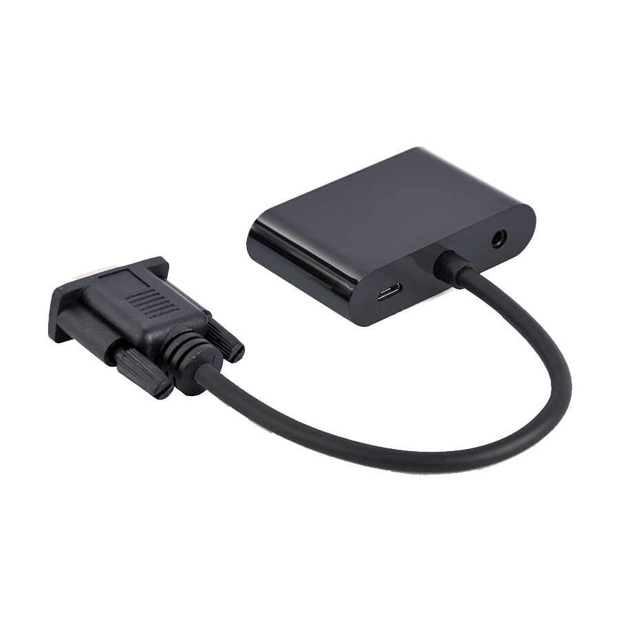 Video adapter VGA to HDMI + VGA adapter 0.15 m, black, GEMBIRD A-VGA-HDMI-02 - Image 2
