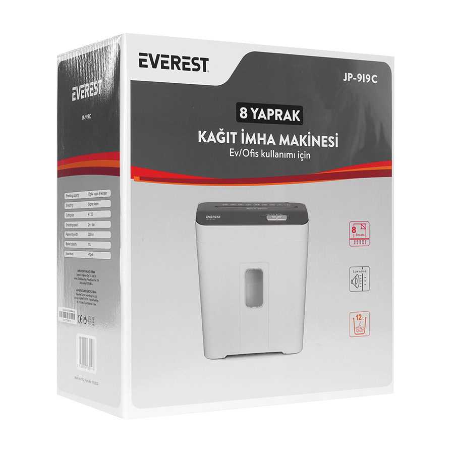 UNIŠTAVAČ PAPIRA Everest JP-919C 312 *167.3 * 350mm Cross Cut Paper Shredder - Image 5