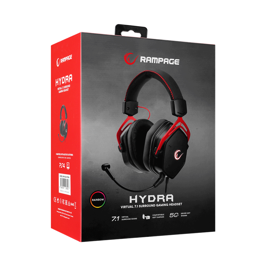 Slušalice sa mikrofonom gaming RAMPAGE RMX-G6 HYDRA Black USB Rainbow Backlit - Image 10