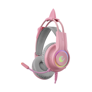 Slušalice sa mikrofonom gaming RAMPAGE RM-K91 X-CATTY Pink USB 7.1 Version RGB Gaming Headset