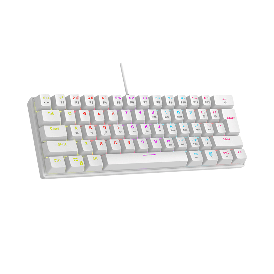 Tastatura gaming RAMPAGE PLOWER K60 White US Layout Wrist Support Blue Switch Gaming Keyboard - Image 2