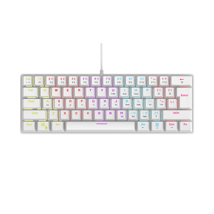 Tastatura gaming RAMPAGE PLOWER K60 White US Layout Wrist Support Blue Switch Gaming Keyboard - Image 3