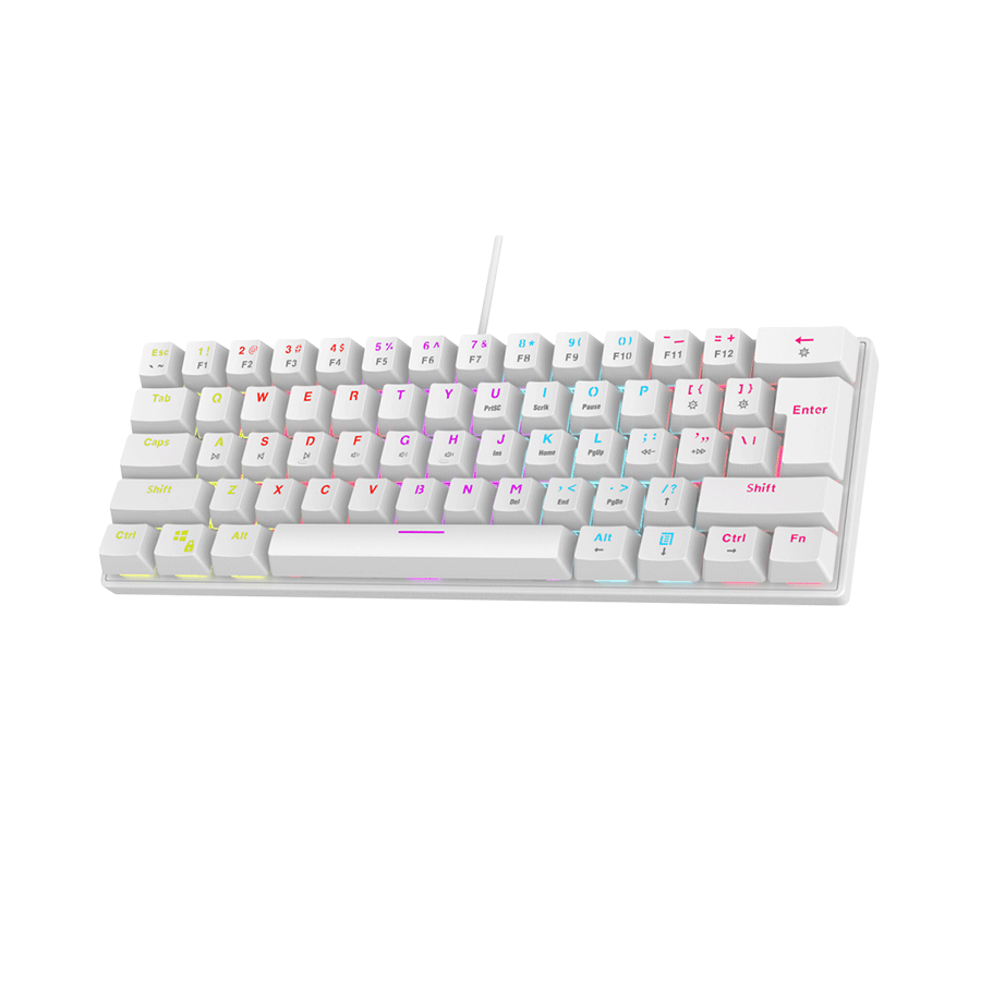Tastatura gaming RAMPAGE PLOWER K60 White US Layout Wrist Support Blue Switch Gaming Keyboard - Image 4