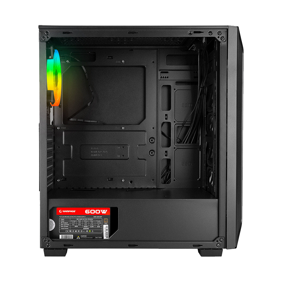 Kucište gaming RAMPAGE HYDRA V2 BLACK Tempered Glass Type-C+USB3.0 4*ARGB Infinity Fan+Hub E-ATX Exclusive Gaming - Image 4