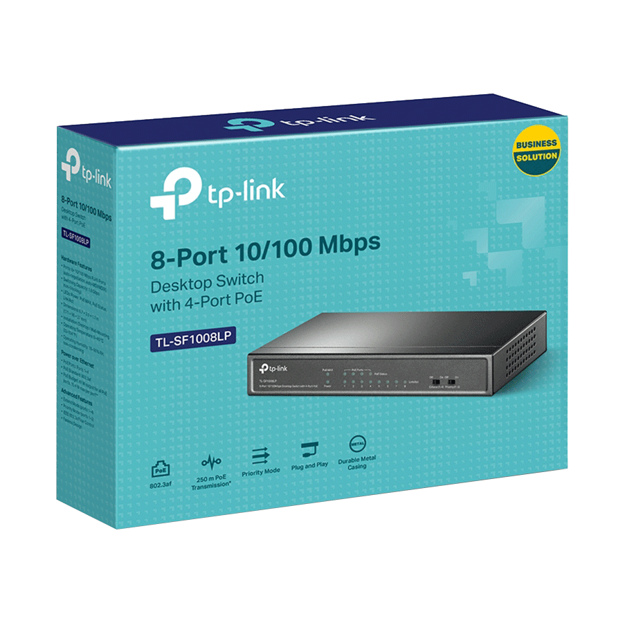 SWITCH TP Link TL-SF1008LP 8-portni 10/100Mbps neupravljani prekidač sa 4-porta PoE, metalno kućište, montaža na desktop, PoE budžet 41W. - Image 3