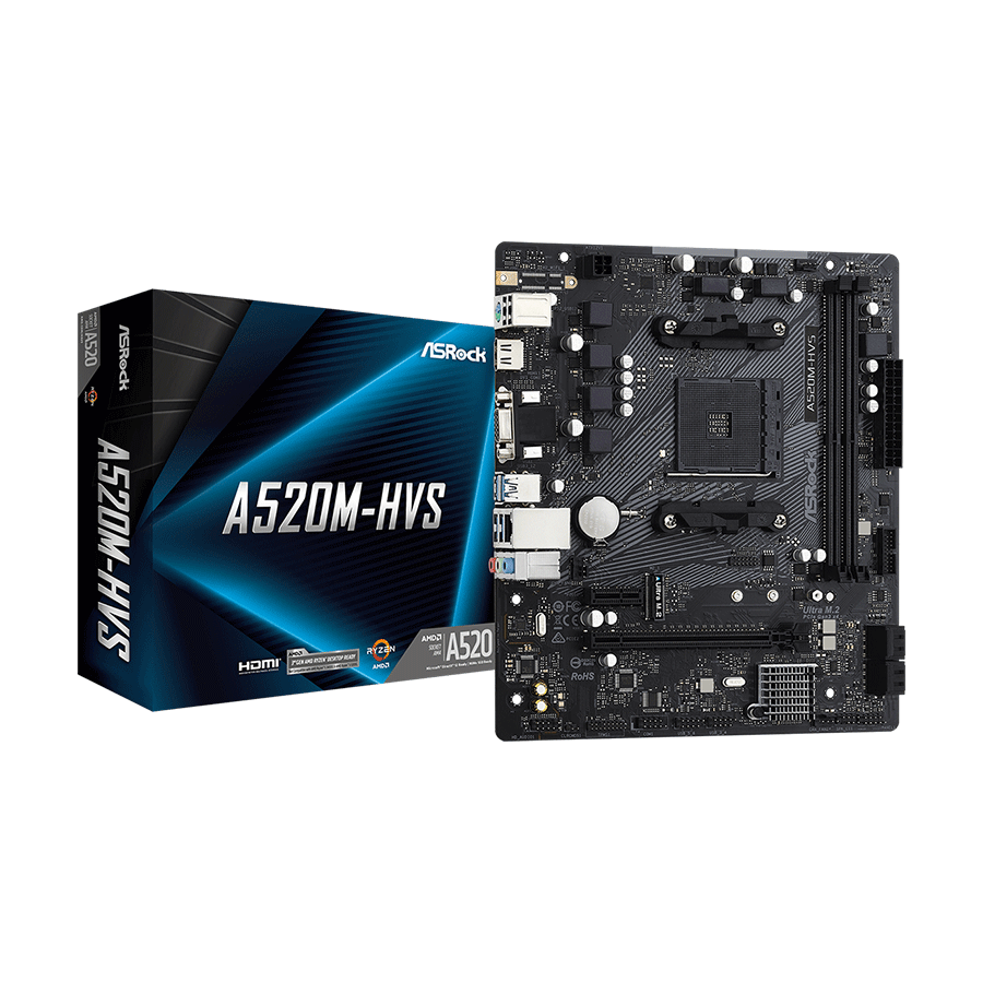 ASROCK MB A520M-HVS AMD A520;AM4;2xDDR4;M.2 RAID;VGA,HDMI;micro ATX