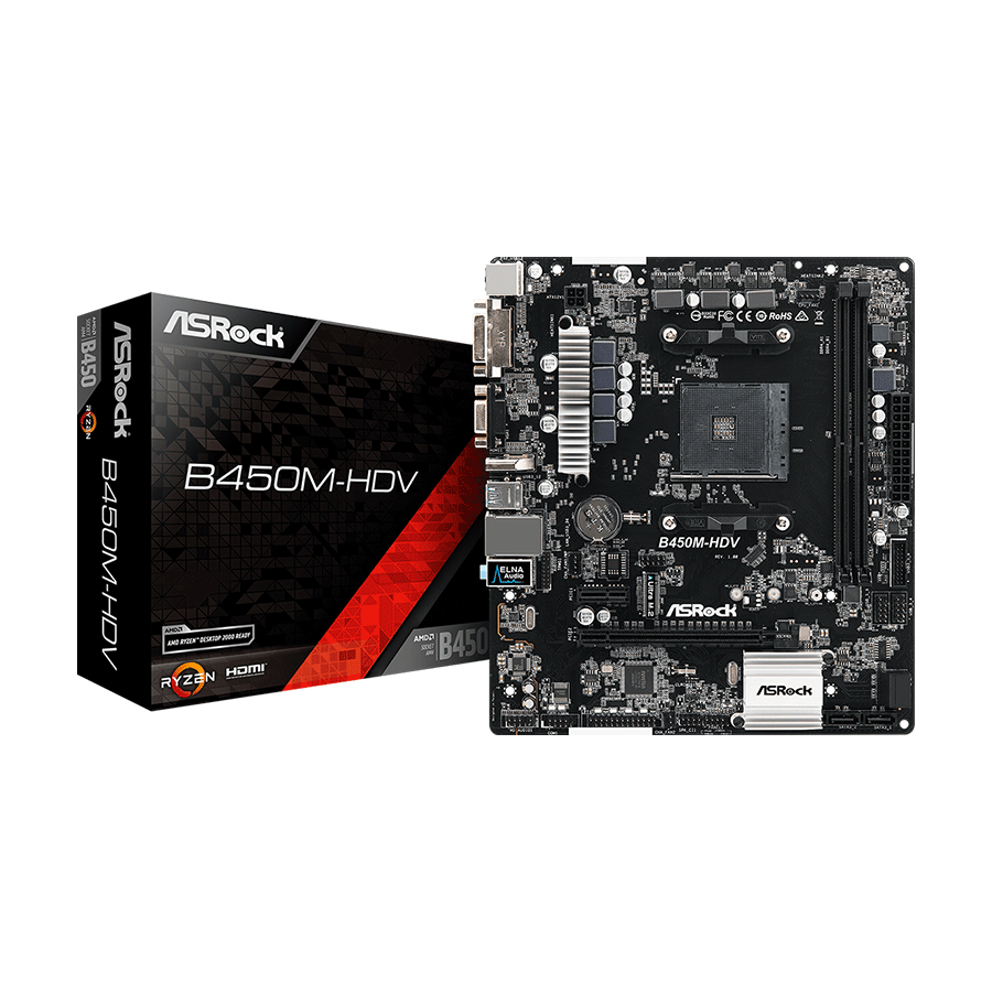 ASROCK MB B450M-HDV R4.0 AMD B450;AM4;2xDDR4 VGA,DVI,HDMI,micro ATX