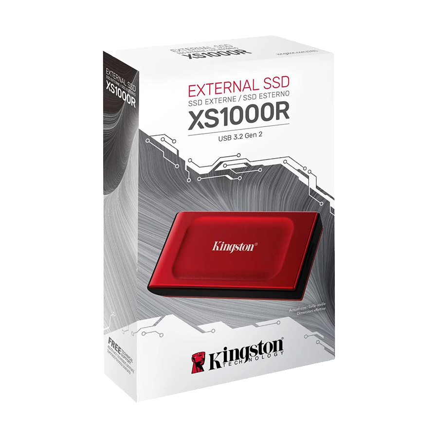 EXT.SSD 1TB Kingston SXS1000R/1000G USB 3.2 Gen 2 peeds up to 1,050MB/s read, 1,000MB/s write Includes USB-C to USB-A cable RED - Image 3