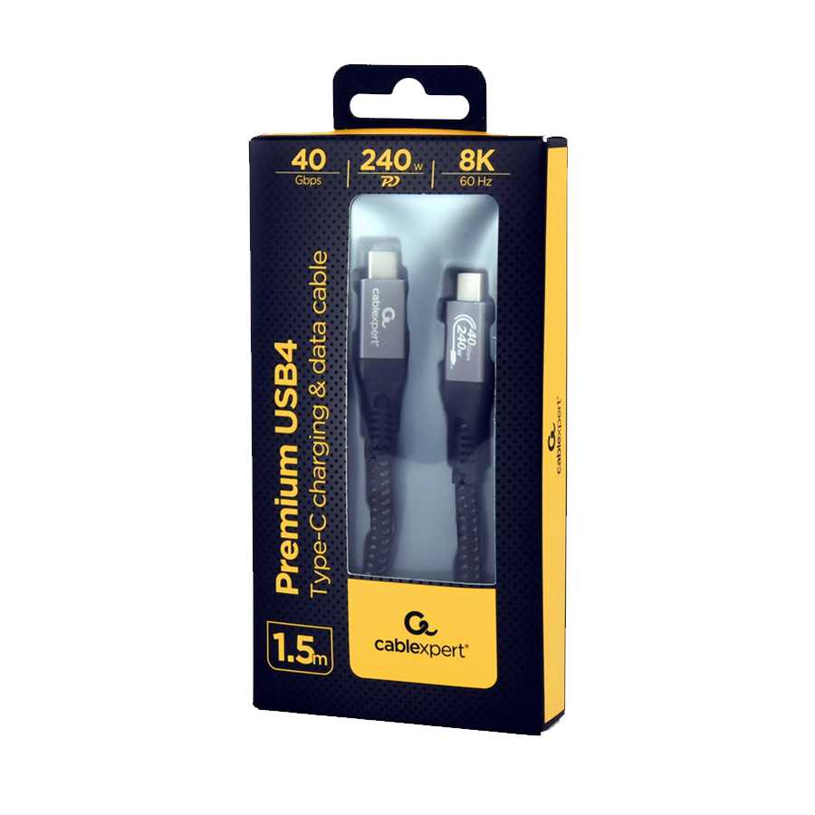USB USB4 Gen 3x2 kabl 240W, 40 Gbps Type-C to Type-C Power Delivery (PD) charging & data cable, 1.5 m GEMBIRD CCBP-USB4-CMCM240-1.5M - Image 2