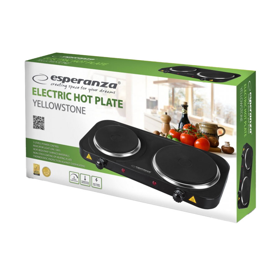 ESPERANZA ELECTRIC HOT PLATE YELLOWSTONE BLACK, EKH007K - Image 2