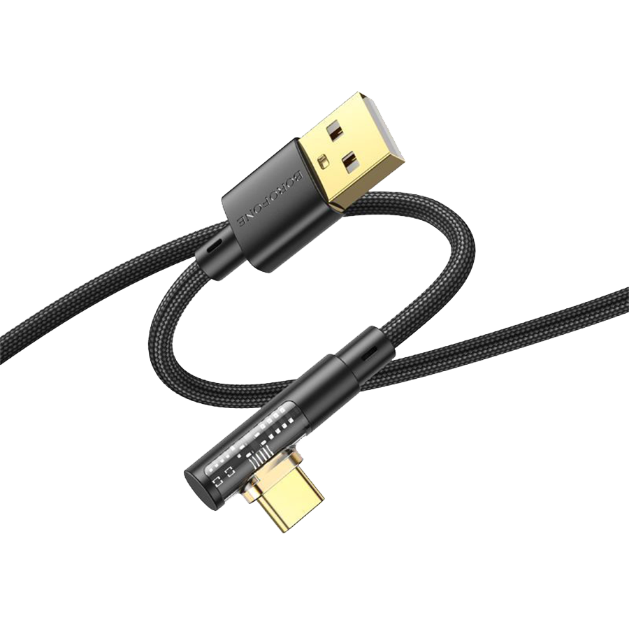 USB kabal BOROFONE BU39 Rio Transparent Discovery Edition charging data cable Type-C black 1,2m, 2,4 A - Image 2