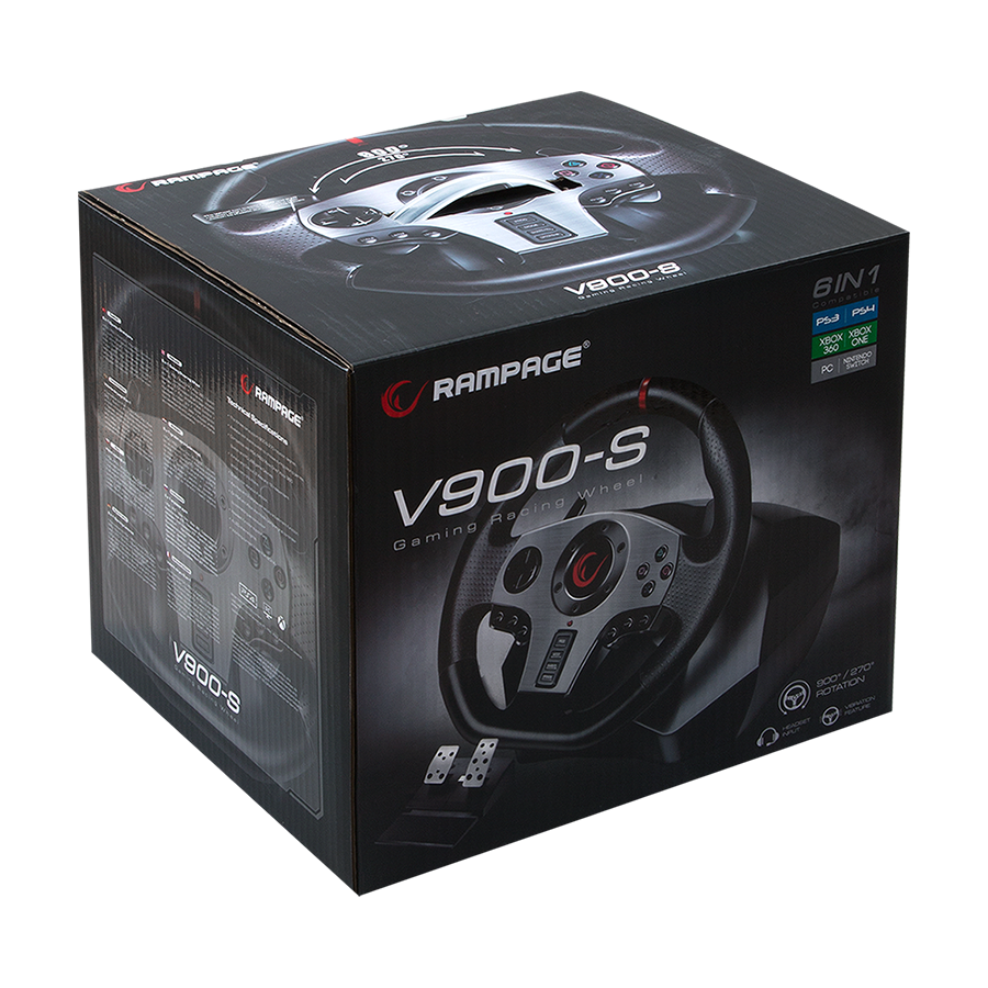 Volan i pedale gaming RAMPAGE V900-S PS3/PS4/PC/XBOXONE/XBOX360/SWITCH 6 in 1 Pedal Racing/Steering Wheel, 32939 - Image 2