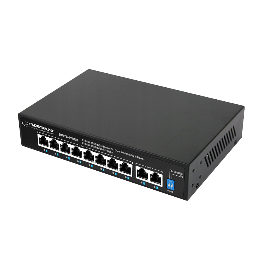 SWITCH 8 PoE + 2 UPLINK ESPERANZA ETHERNET SWITCH 10/100/1000 MATRIX, ENS108