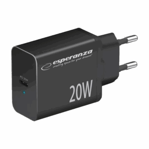 USB punjač Type-C fast charger, ESPERANZA QUICK POWER CHARGER 20W USB-C PD, BLACK, EZC104K