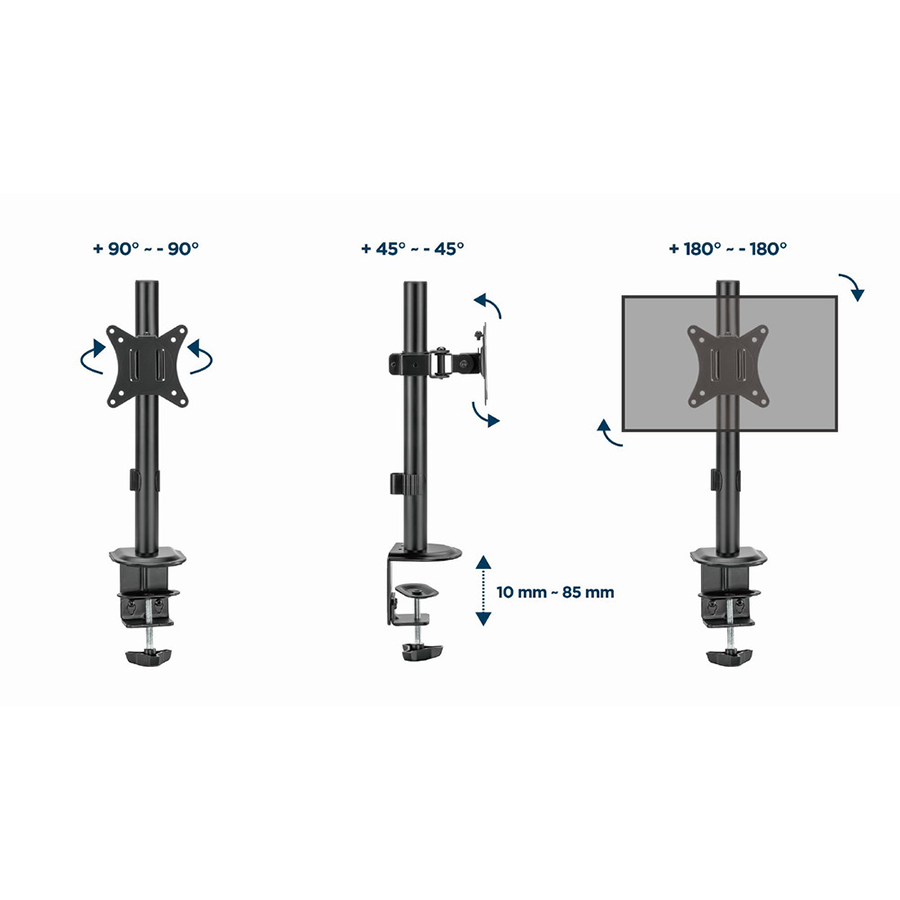NOSAČ ZA MONITOR GEMBIRD MA-D1-02, montaža na stol, (rotate, tilt, swivel), 17”-32”, up to 9 kg - Image 9