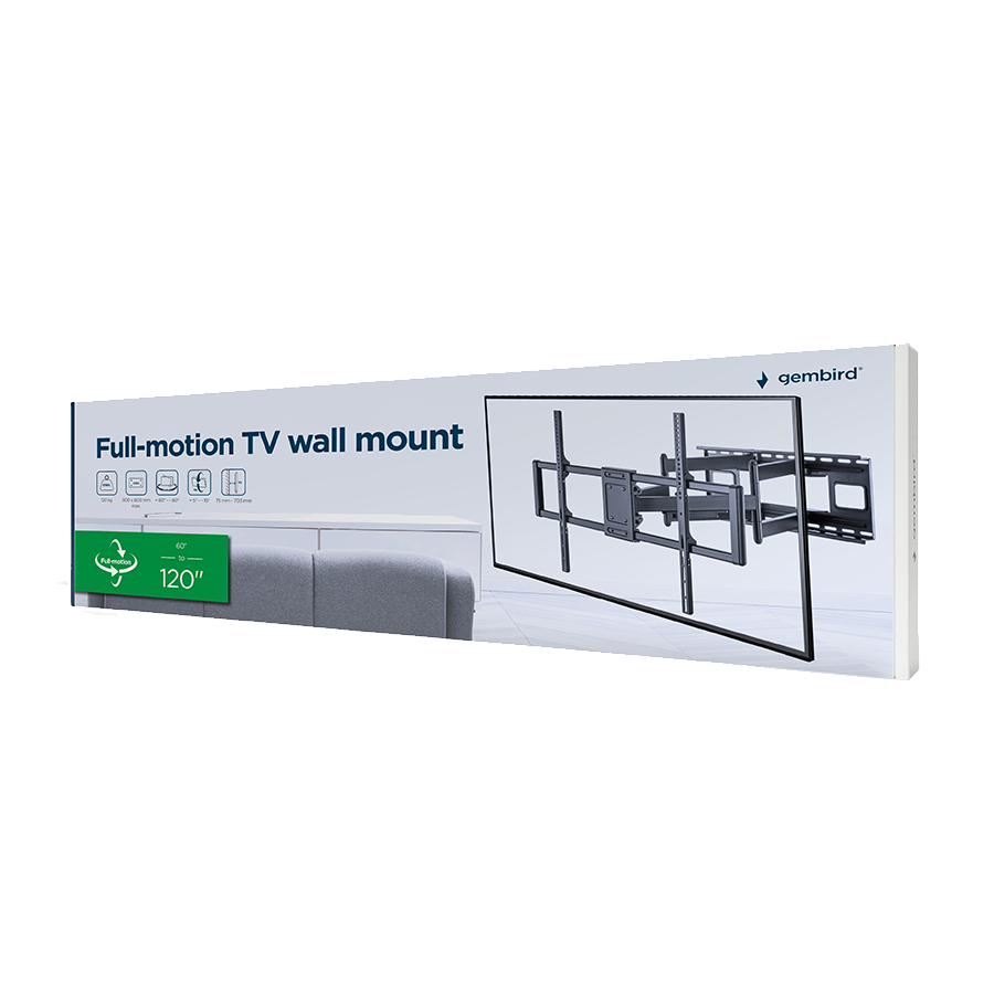 Zidni nosač GEMBIRD WM-120ST-01, Full-motion TV wall mount, 60" - 120'', VESA 900x600 mm - Image 6